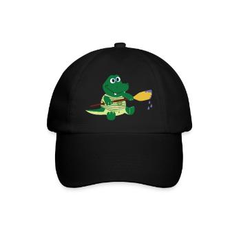 Crocodile with paddle - Baseball Cap - black/black - Front