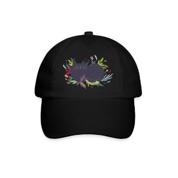 Cat in the Flowergarden - Baseballkappe - Schwarz/Schwarz - Vorne