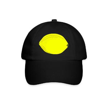 Knall Gelbe Zitrone, Obst, Geschenkidee - Baseballkappe - Schwarz/Schwarz - Vorne