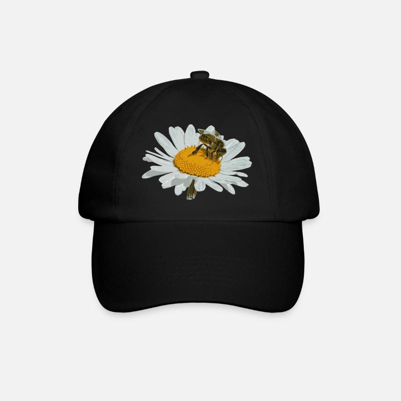 Margerite Blüten Vektor Kunst - Baseballkappe - Schwarz/Schwarz
