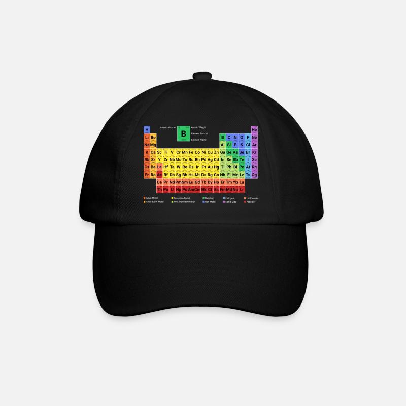 Tableau périodique des éléments nouveaux et complets - Casquette classique - noir/noir