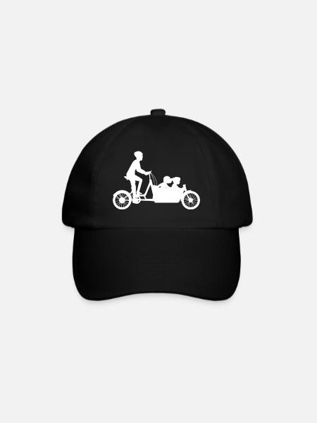 Dad with kids on the cargo bike for Father's Day - Baseball Cap - black/black