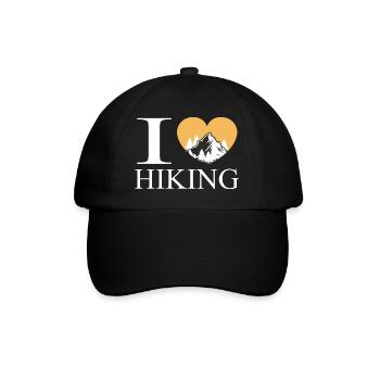 Hiking, climbing, climb, walking, mountain, hike, - Baseballkappe - Schwarz/Schwarz - Vorne