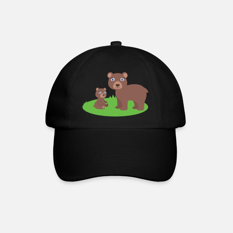 Mutter Bär mit Kind bär - Baseballkappe - Schwarz/Schwarz