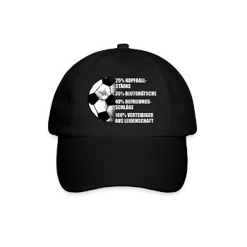 Abwehrspieler Fußball Spruch Verteidiger - Baseballkappe - Schwarz/Schwarz - Vorne
