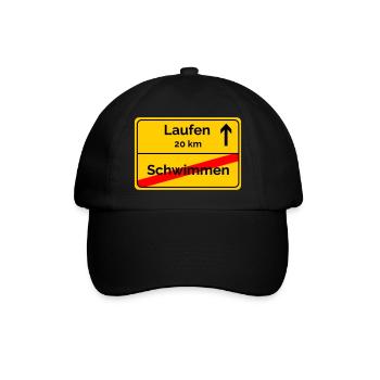 Ortsschild Schwimmen Laufen Sprintdistanz - Baseballkappe - Schwarz/Schwarz - Vorne