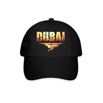 Dubai Skyline T-Shirt Sonnenuntergang Burj Khalifa - Baseballkappe - Schwarz/Schwarz - Vorne