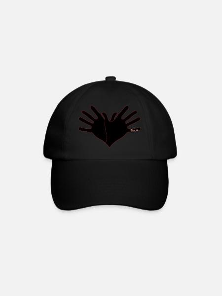 Duart Symbol Shqipe Zemra -Zi me Linja te Kuqe - Baseballkappe - Schwarz/Schwarz