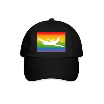 Flugzeug Regenbogen - Baseballkappe - Schwarz/Schwarz - Vorne