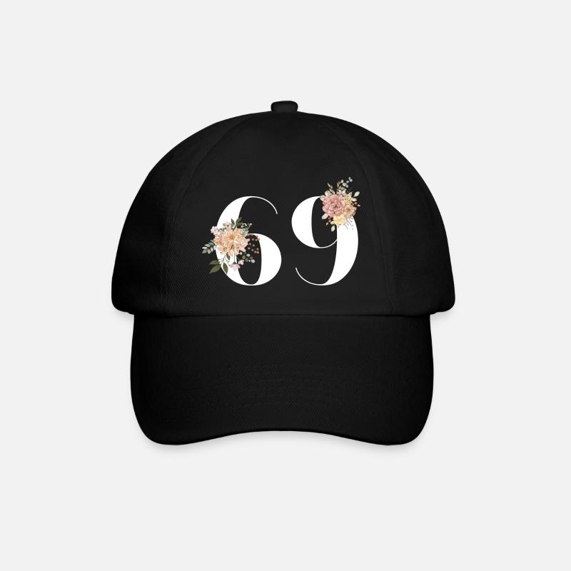 69e anniversaire fleuris (Cadeau de 69 ans) - Casquette classique - noir/noir