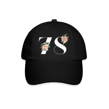 Blumen zum 78-jährigen Jubiläum (Geschenk von 78 Jahren) - Baseballkappe - Schwarz/Schwarz - Vorne