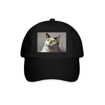 the cat with the sweet look - Baseball Cap - black/black - Front
