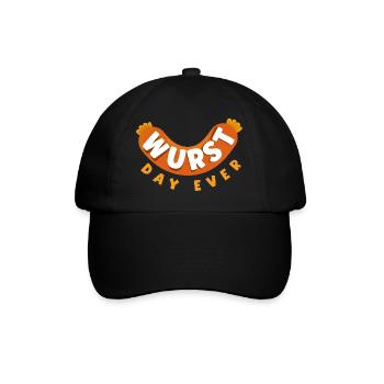German Germany German Flag Wurst Day Ever Pun - Baseballkappe - Schwarz/Schwarz - Vorne