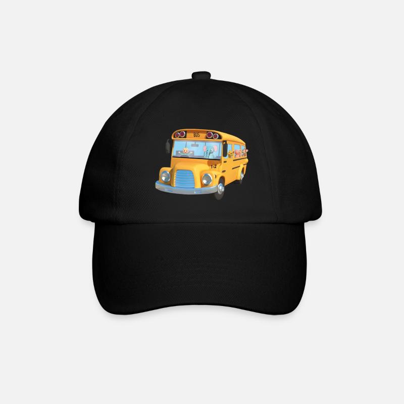 Bus gelbe Tiere Schule - Baseballkappe - Schwarz/Schwarz