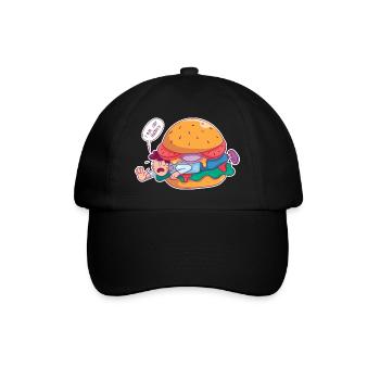 Burger essen Zutat Männer Burger essen Zutat Männe - Baseballkappe - Schwarz/Schwarz - Vorne