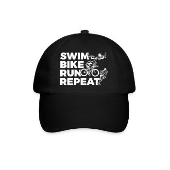 Swim Bike Run Repeat - Baseballkappe - Schwarz/Schwarz - Vorne