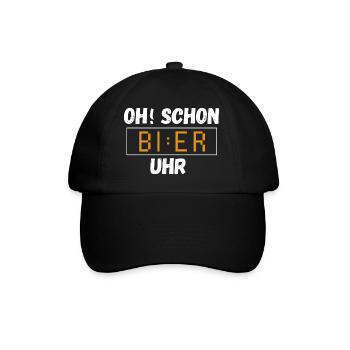 Oh schon Bier Uhr. Lustiger Spruch Party Geschenk - Baseballkappe - Schwarz/Schwarz - Vorne