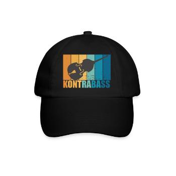 Kontrabass Vintage Instrument Musiker Geschenk - Baseballkappe - Schwarz/Schwarz - Vorne
