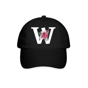 Letter w floral - Baseball Cap - black/black - Front