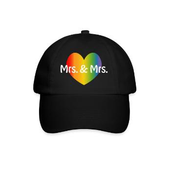 Regenbogen Mrs and Mrs rainbow Herz lesbisch LGBT - Baseballkappe - Schwarz/Schwarz - Vorne