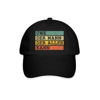Der Mann Der Alles kann Uwe - Baseballkappe - Schwarz/Schwarz - Vorne