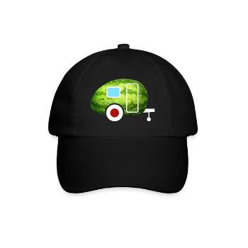 Melone Caravan Wohnwagen Retro Sommer Camping Fan - Baseballkappe - Schwarz/Schwarz - Vorne