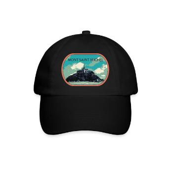 Illustration in blue and green of Mont Saint Michel - Baseball Cap - black/black - Front