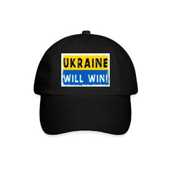 Ukraine will win - Baseballkappe - Schwarz/Schwarz - Vorne