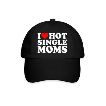 I Love Hot Single Moms I Red Heart Single Moms - Baseball Cap - black/black - Front