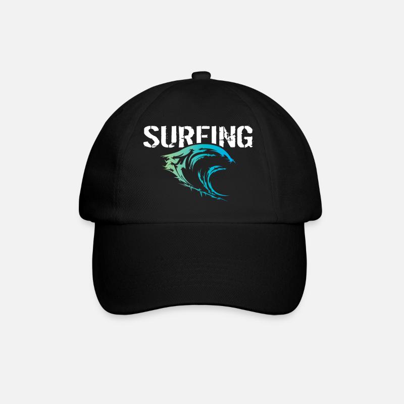 Surfeur Surf Symbole Vagues Couleurs Nature Océan - Casquette classique - noir/noir