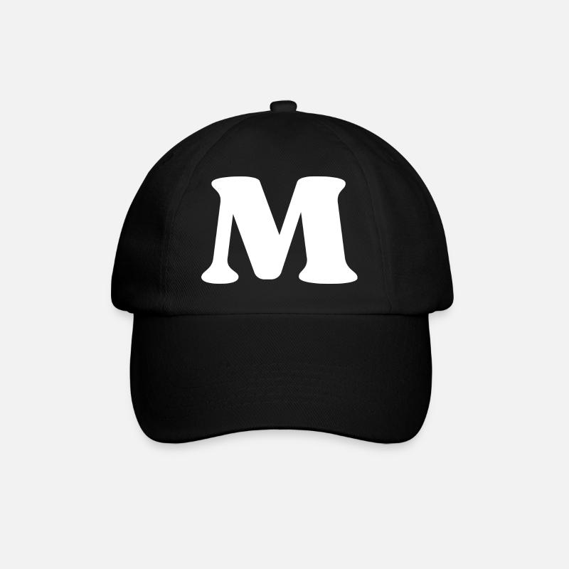 Buchstabe m - Baseballkappe - Schwarz/Schwarz