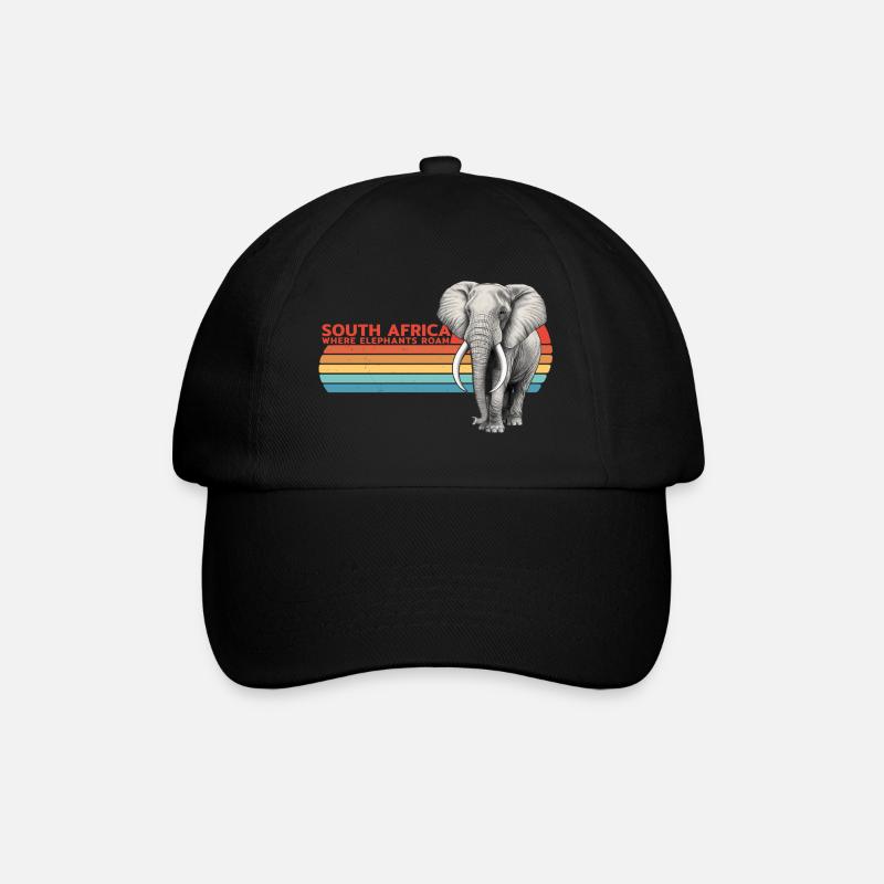 Elefant Südafrika - Baseballkappe - Schwarz/Schwarz