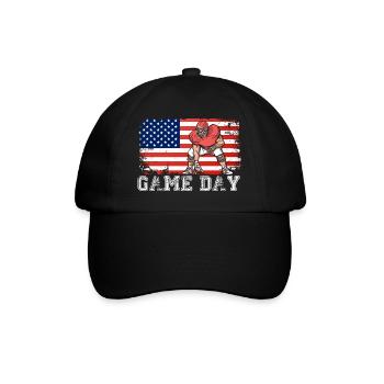 Spieltag Fußball Saison Lustig Männer Frauen Patriot - Baseballkappe - Schwarz/Schwarz - Vorne