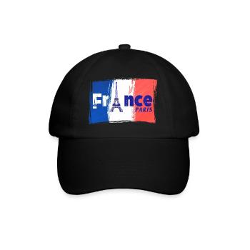 France Paris with France flag and Eiffel Tower - Baseball Cap - black/black - Front