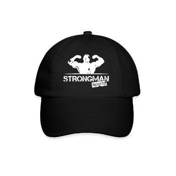strongman sport logo team club training icon - Baseball Cap - black/black - Front