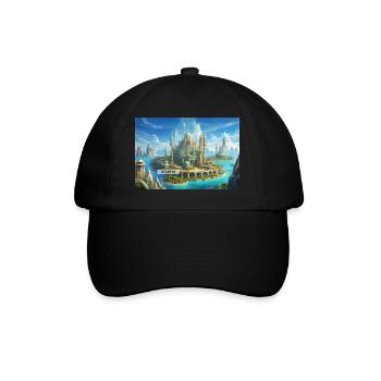 wunderschöne mythische Orte – Atlantis vor dem Untergang - Baseballkappe - Schwarz/Schwarz - Vorne