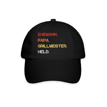 Husband dad grill master hero cool gift idea - Baseball Cap - black/black - Front