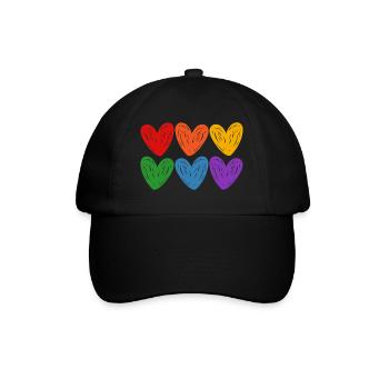 Cœurs arc-en-ciel LGBTQIA - Casquette classique - noir/noir - Devant