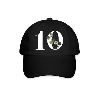 Numéro 10 floral vert -10e anniversaire floral - Casquette classique - noir/noir - Devant
