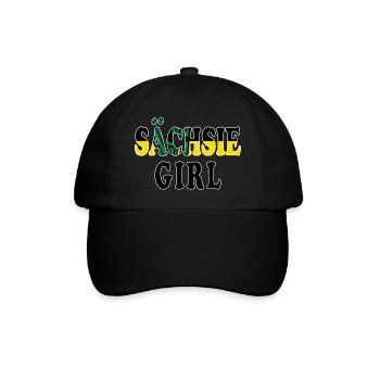 Sächsie Girl - Lustiger Denglish-Spruch - Baseballkappe - Schwarz/Schwarz - Vorne