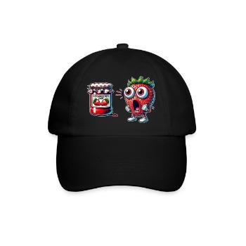 Design amusant de confiture de fraises - Casquette classique - noir/noir - Devant