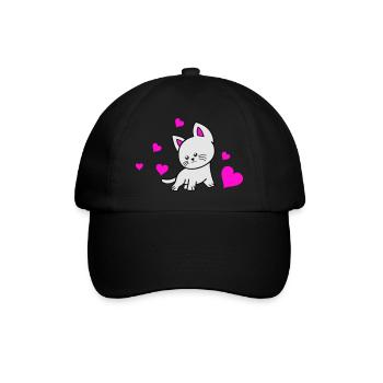 cat love 02 - Baseballkappe - Schwarz/Schwarz - Vorne