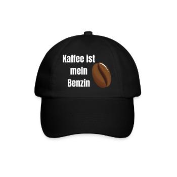 Kaffee ist mein Benzin - Baseballkappe - Schwarz/Schwarz - Vorne