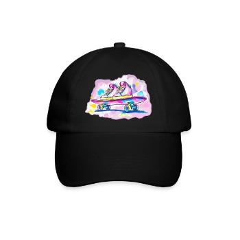 Skateboard with shoes - Baseball Cap - black/black - Front