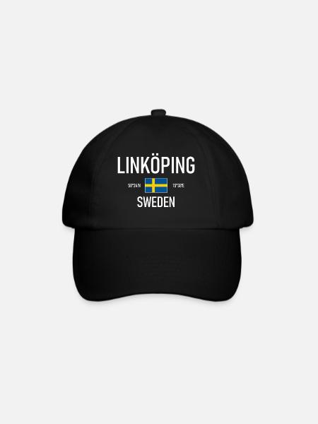 Linköping - Schweden - Sverige Flagge Koordinaten - Basebollkeps - svart/svart