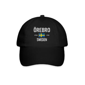 Örebro - Sweden - Sverige - Flag - Coordinates - Baseball Cap - black/black - Front