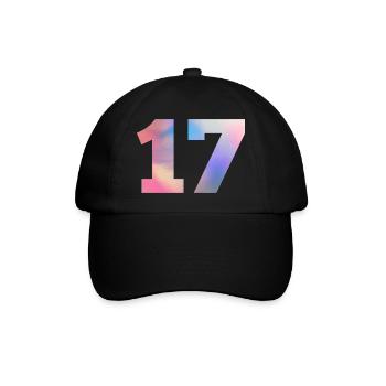Bunte Zahl 17 - Baseballkappe - Schwarz/Schwarz - Vorne