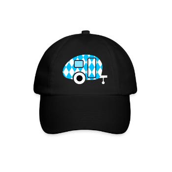 Caravan Wohnwagen Bayern Camping Oktober Retro Fan - Baseballkappe - Schwarz/Schwarz - Vorne