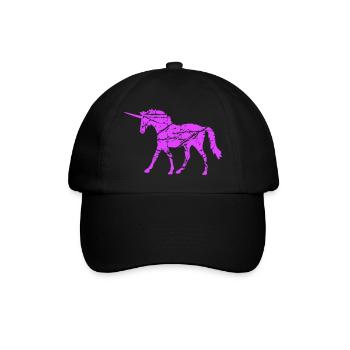 Unicorn Vintage Silhouette Scratches Cracks Retro - Baseball Cap - black/black - Front