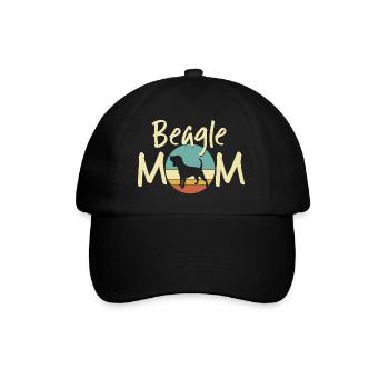 Beagle Mom Retro Sunset Design - Dog Lover Gift - Baseball Cap - black/black - Front